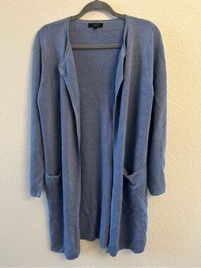 J. Crew Juliette Collarless Knit Cardigan Sweater Cornflower Blue Linen XS